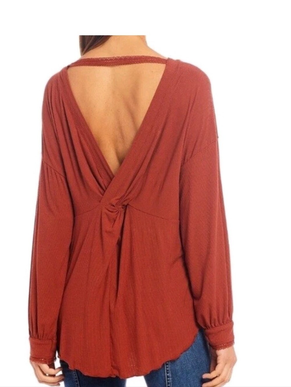 Free People Shimmy Shake Knit Top Cowboy Rust Size Small
